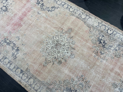 Muted Distressed Runner Rug, Antique Turkish Runner 5x13 Rug Vintage Runner Rug Hallway Runner Rug Kitchen Runner Rug Wool Handmade Runner