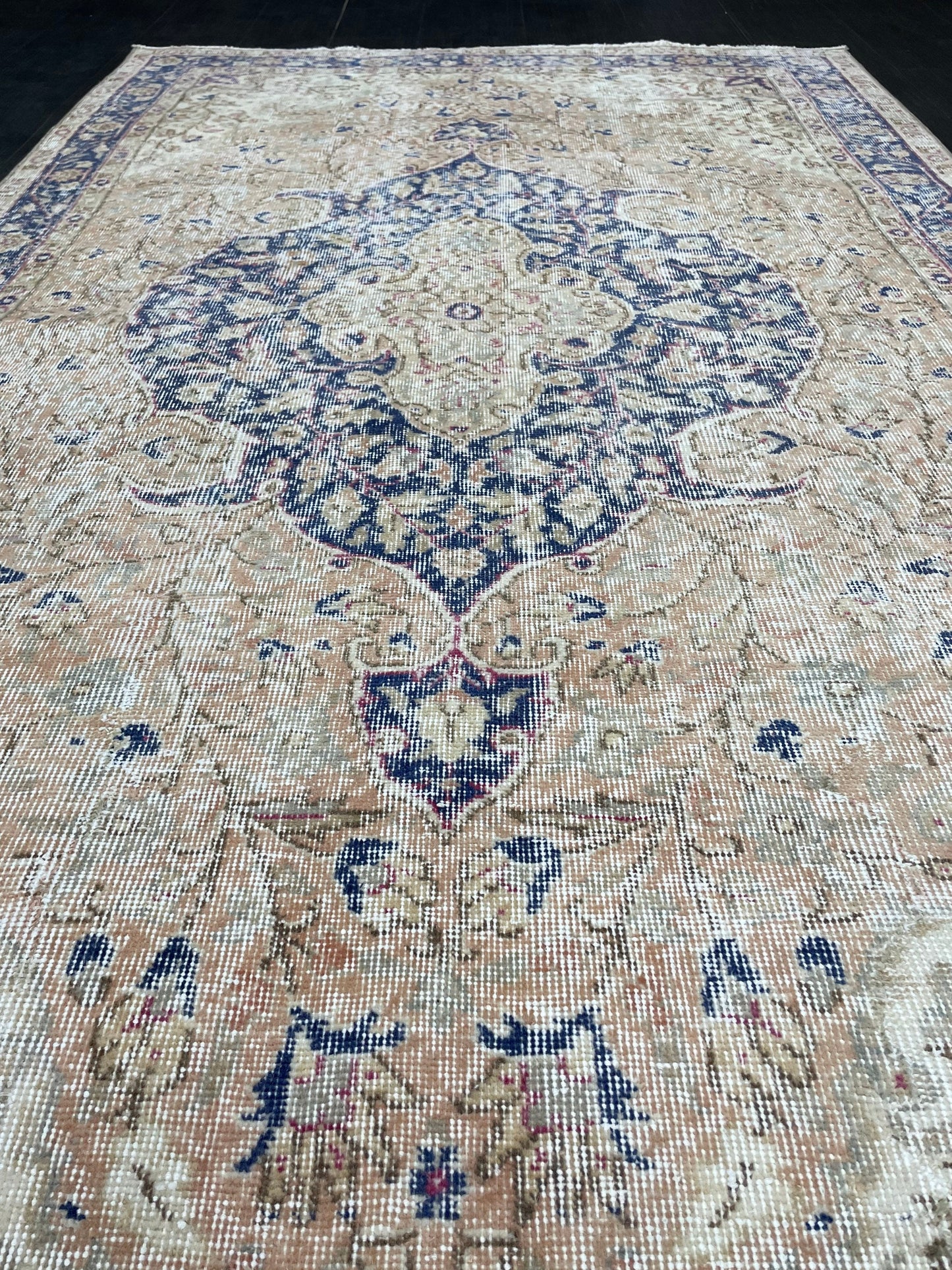 Persian RUG Vintage TURKISH 5 x 8.7 Rug Blue Vintage Rug Wool Oushak Rug Handmade Rug Hand Knotted Rug Natural Wool Rug