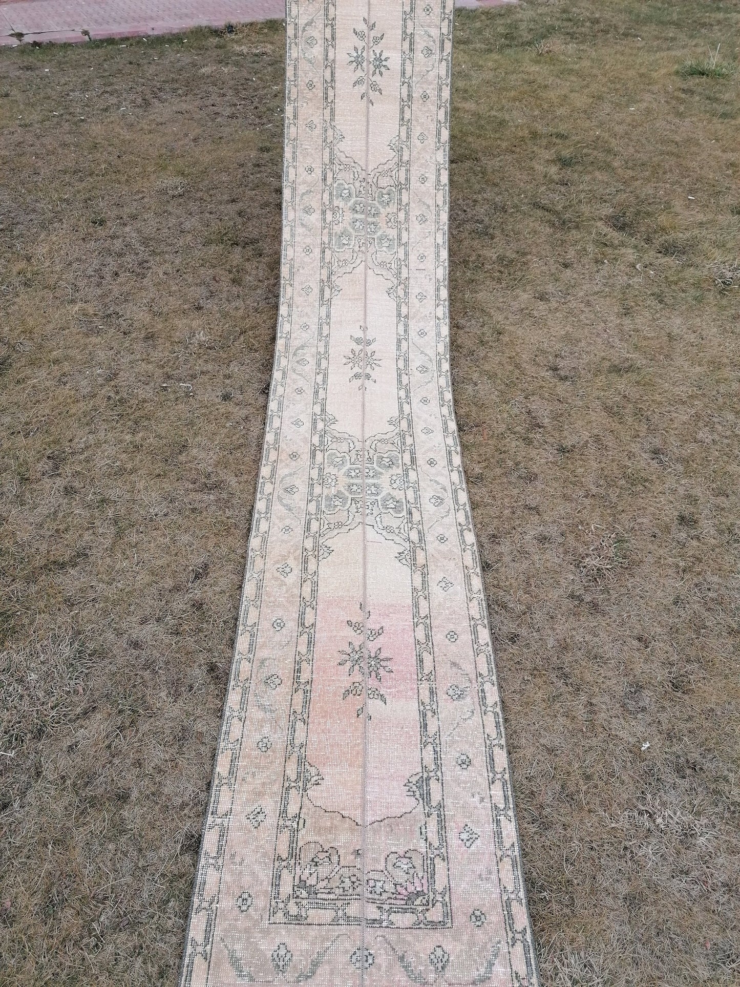 2 x 13 Runner rug patchwork runner, vintage hallway runner rug, Distressed Runner