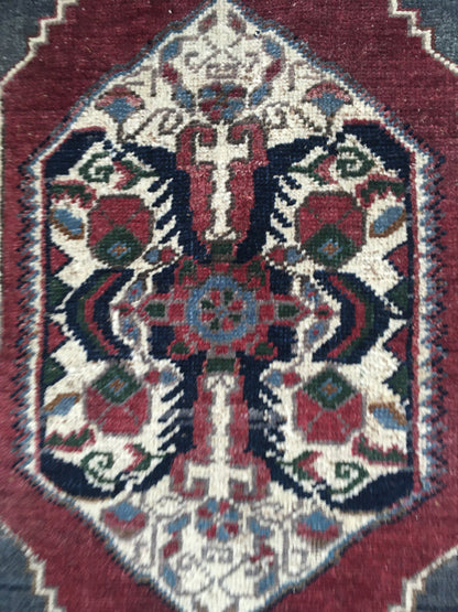 1.3x2.8 feet wool handmade kitchen floor mini rug, small door mat red, living room area mini rug, turkish vintage blue bedroom rug, bath mat