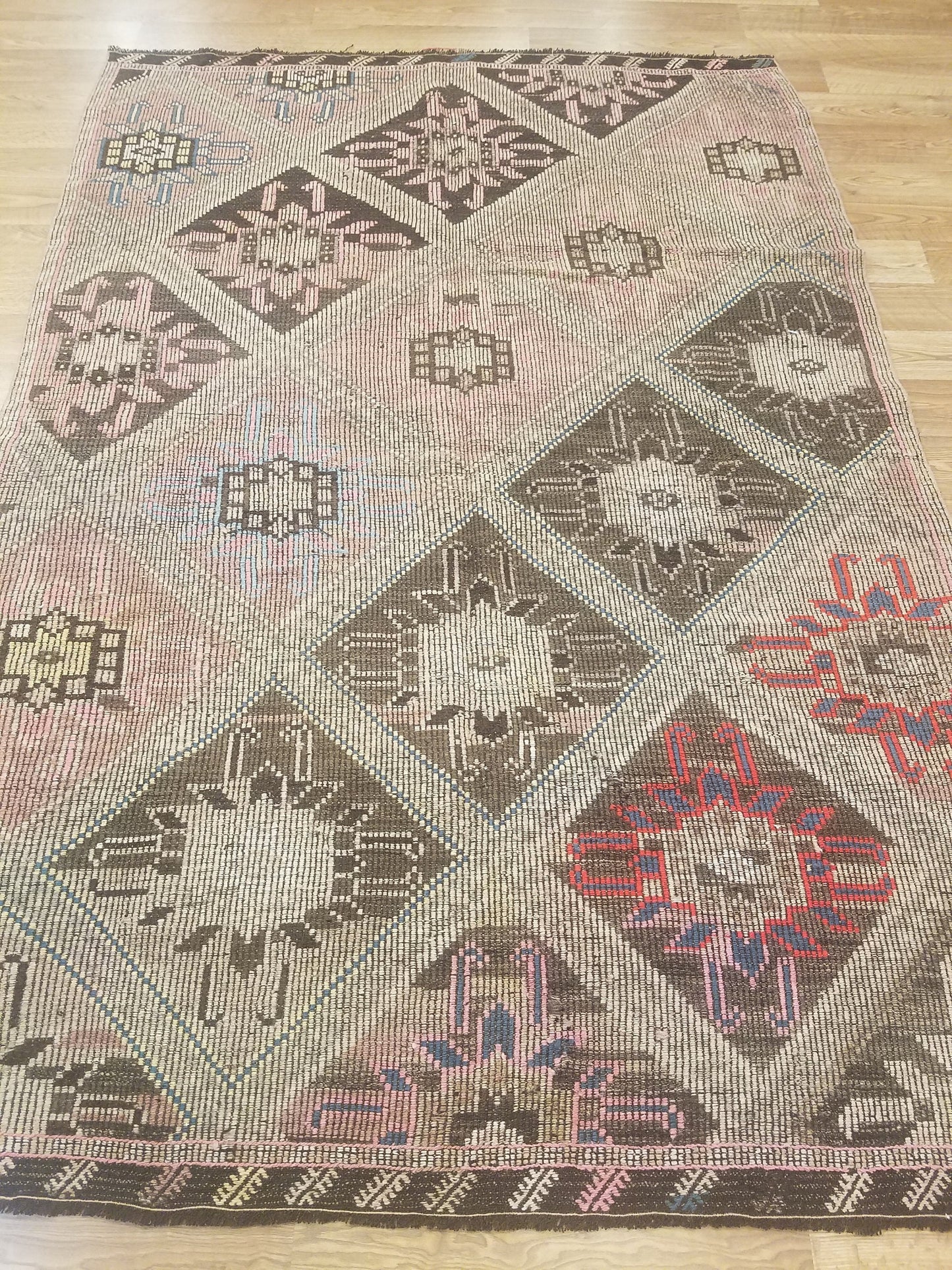 6 x 9 flatwoven with embroidery rug, handmade kilim wool rug, vintage turkish rugs oushak rug vintage oushak rug, wool rug