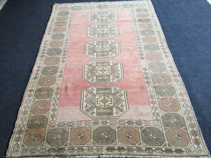 6.3 x 4 ft OUSHAK RUG TURKISH Oushak Rug Hand Made Rugs Vintage Oushak Runner Rug Vintage 4x6 Rug Wool Oushak Rug Vintage Turkish Rug