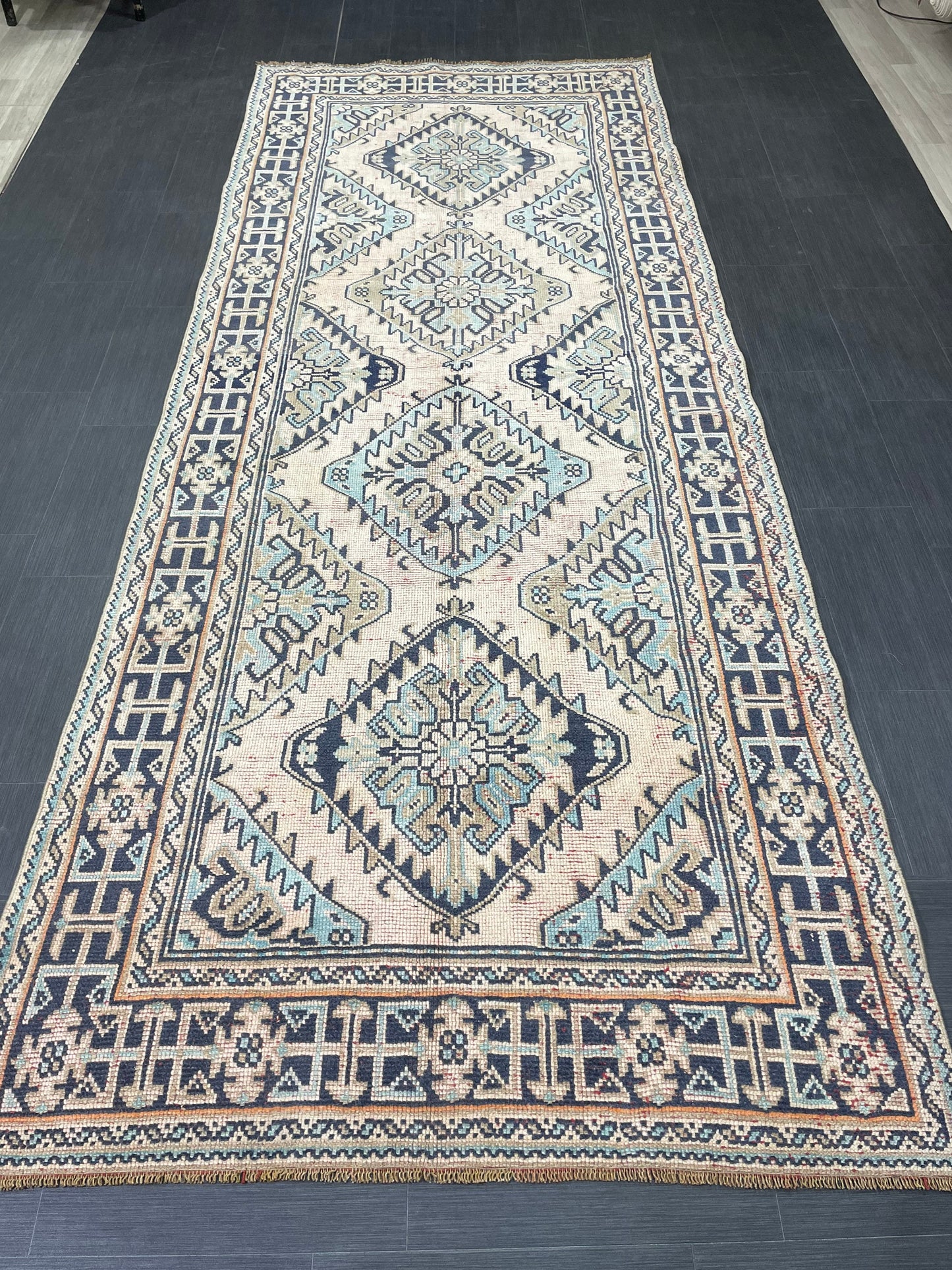 Turkish Runner 4.7 x 12 Oushak Runner Rug Rug Vintage Runner Rug Hallway Runner Rug Kitchen Runner Rug Wool Runner Handmade Runner Rug