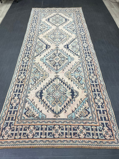 Turkish Runner 4.7 x 12 Oushak Runner Rug Rug Vintage Runner Rug Hallway Runner Rug Kitchen Runner Rug Wool Runner Handmade Runner Rug