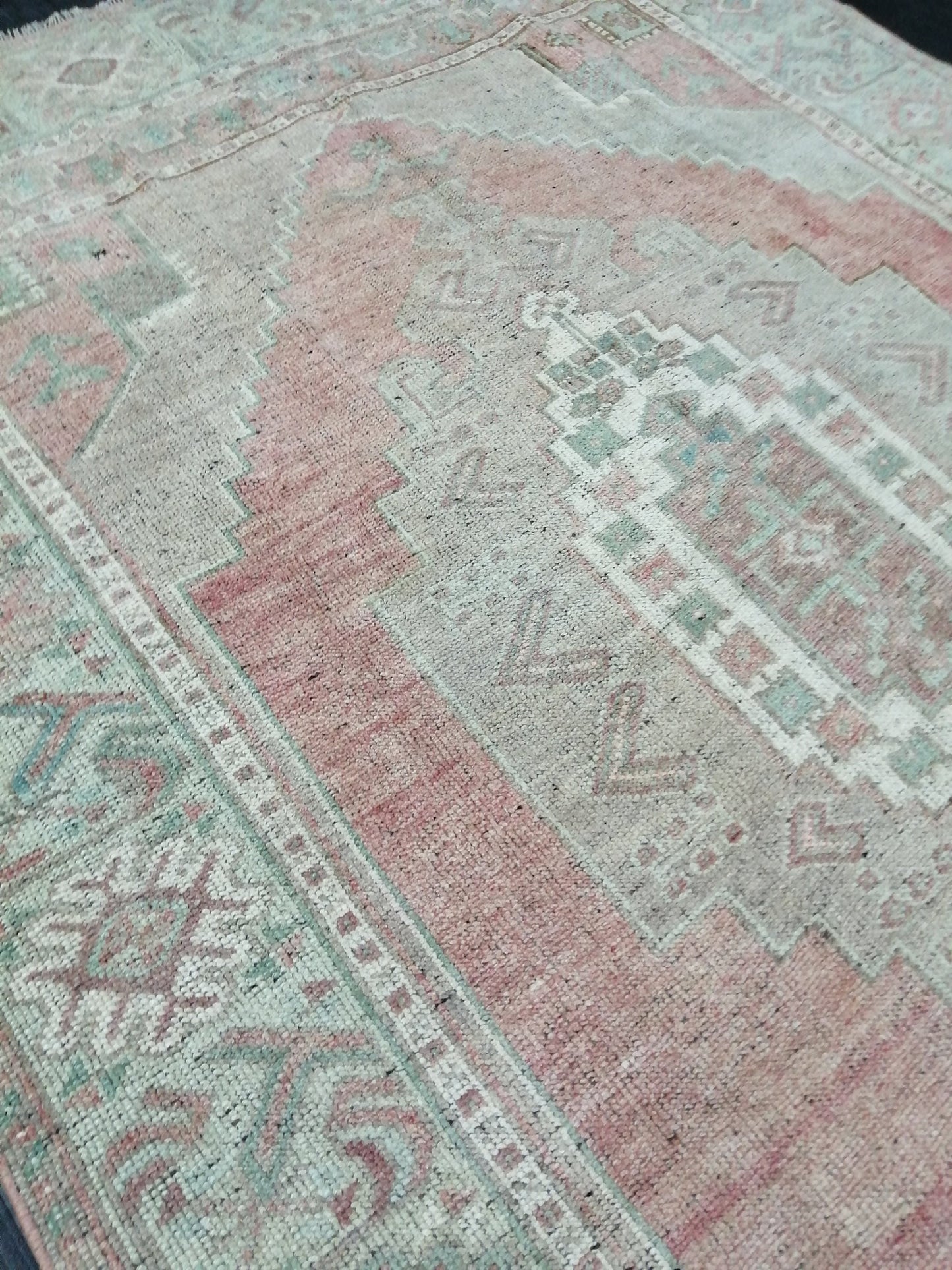 Muted Vintage Runner Rug 10.3 x 4.7  Hallway Runner Rug Kitchen Runner Rug Wool Runner Rug Wool Oushak Runner