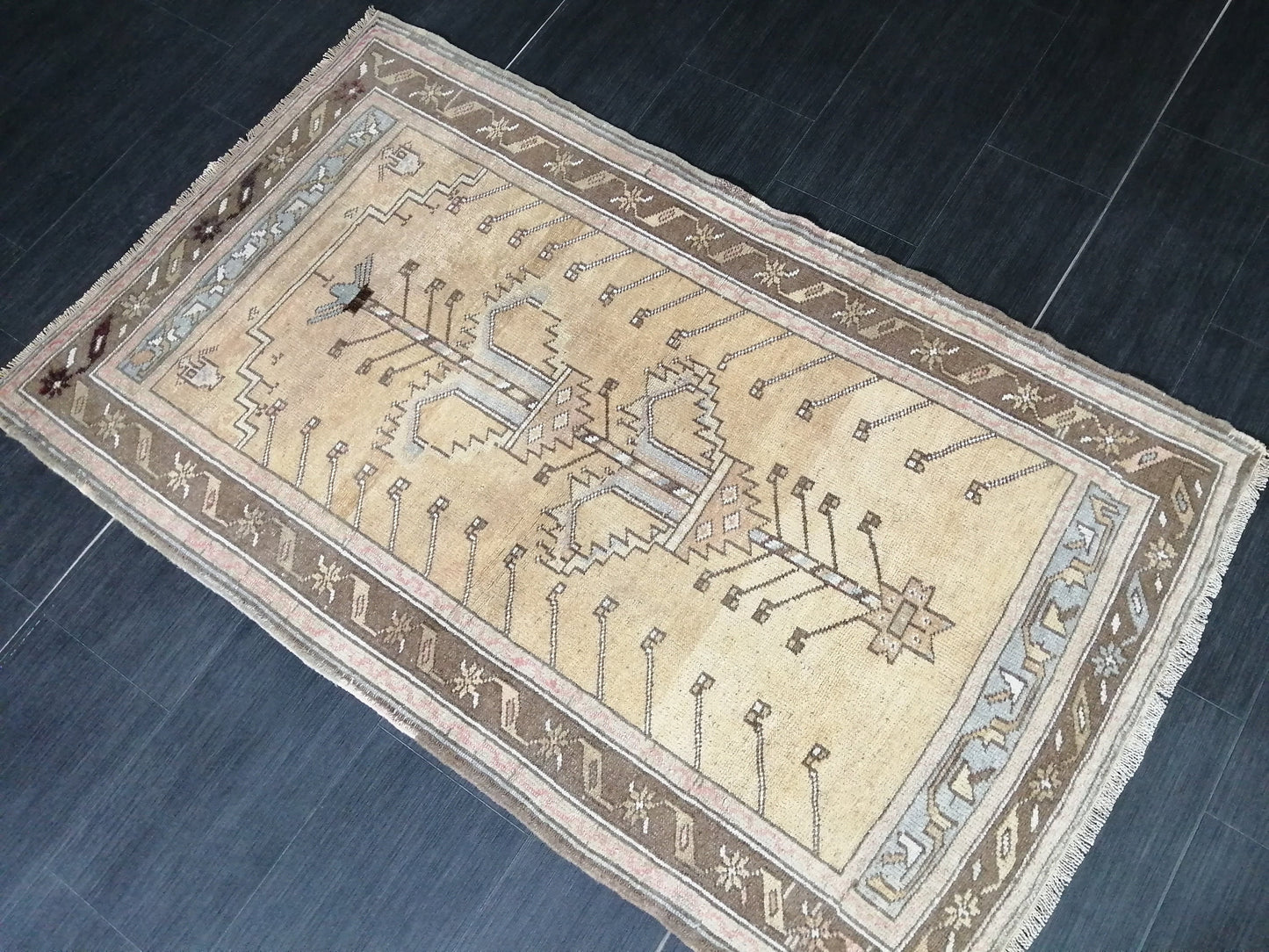 5 x 3 OUSHAK RUG Neutral TURKISH Rug Vintage Oushak Neutral Rug Vintage soft Rug Wool Oushak Rug Hand Made Rugs Vintage Turkish Rug 3x5