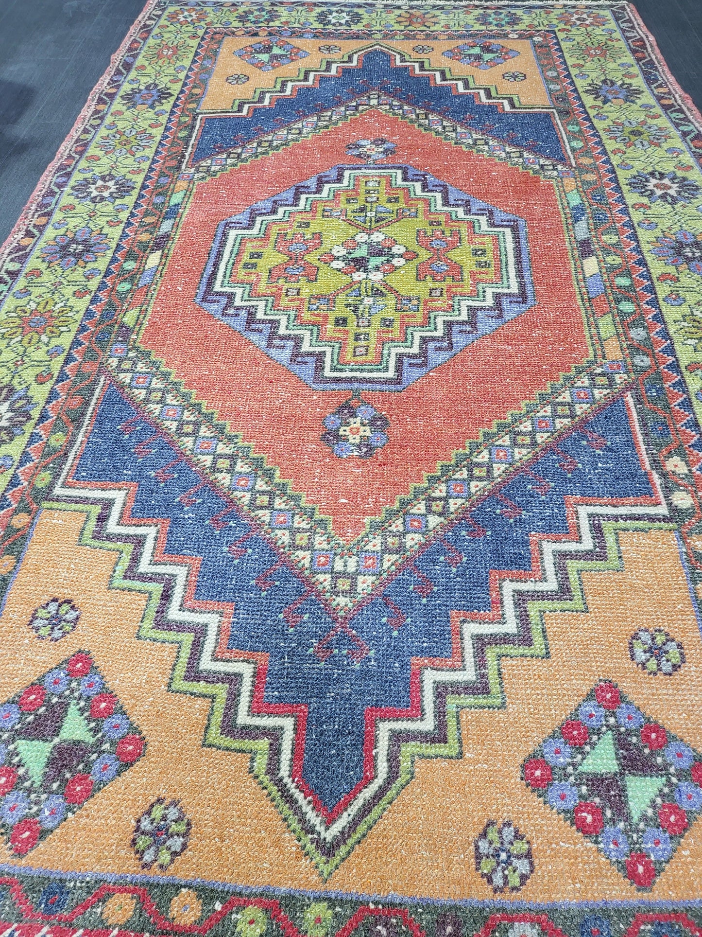 MUTED Large Vintage RUG TURKISH Oushak Rug 5 x 9.3 Vintage Oriental Rug Antique Persian Hand Made Rug Wool Turkish Anatolian Rug