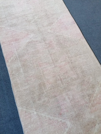 3x12 runner rug,vintage rug,knotted oushak rug,hallway handmade runner