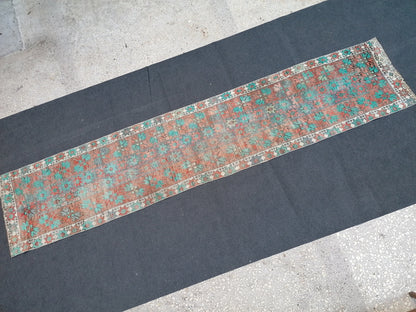 12x2'6 oushak turkish rug, vintage turkish rug,oushak vintage rug,vintage rug,kitchen rug, vintage anatolian rug,unique hand made patchwork