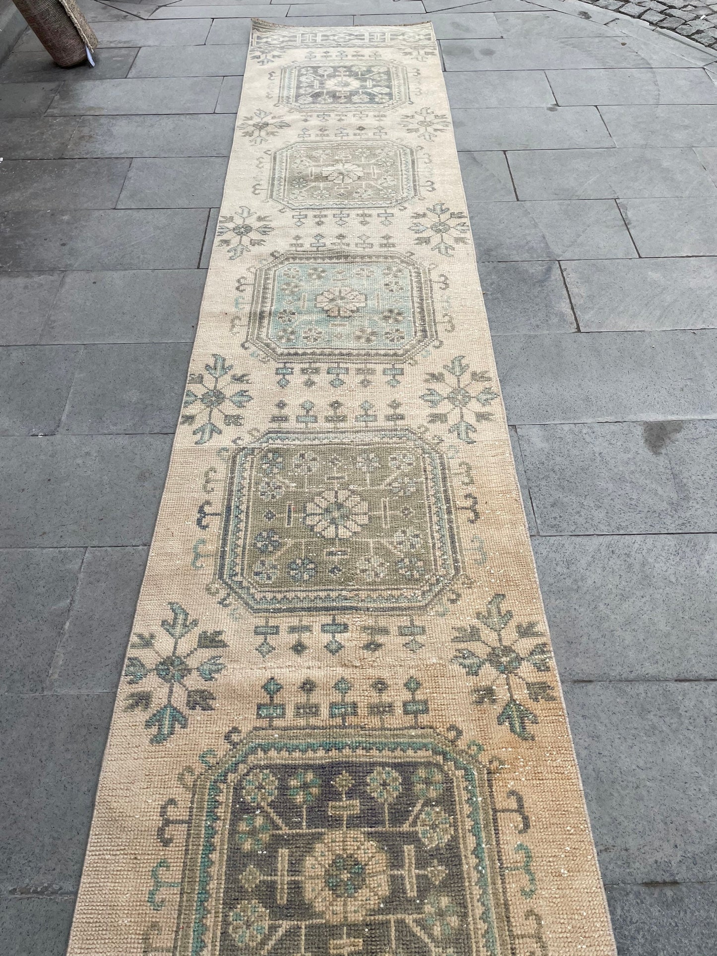 Muted Extra Long Turkish Runner Very Long Muted Oushak Runner Rug 2.4 x 20 Vintage Runner Rug XL Oriental Runner Rug Staircase Runner rug