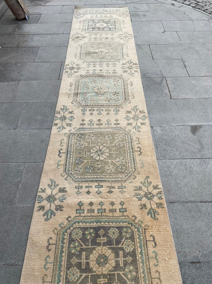 Muted Extra Long Turkish Runner Very Long Muted Oushak Runner Rug 2.4 x 20 Vintage Runner Rug XL Oriental Runner Rug Staircase Runner rug