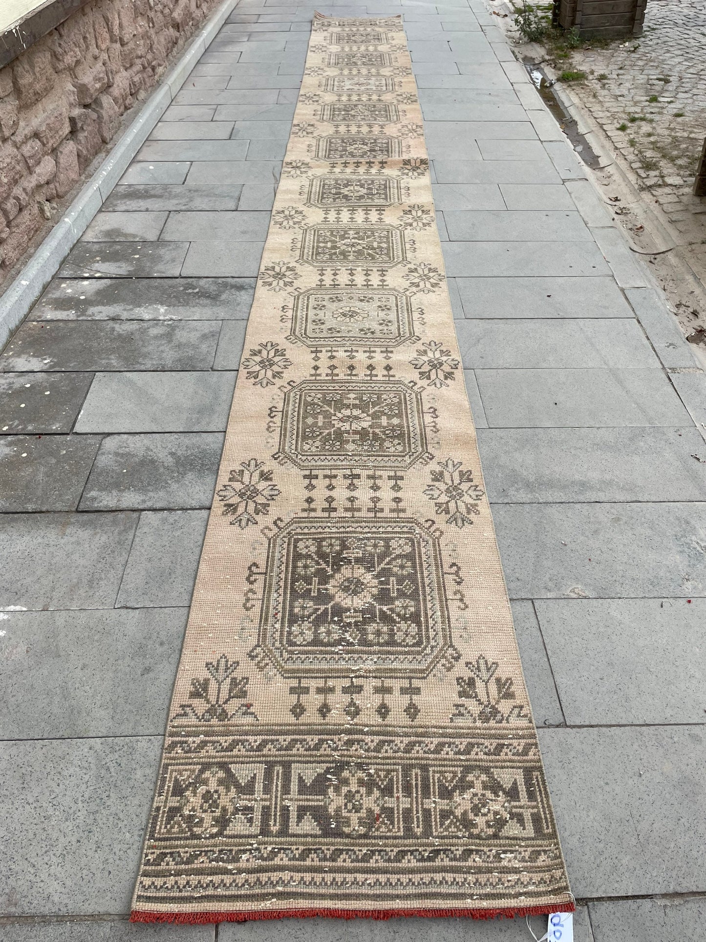 Handmade Extra Long Turkish Runner  Rug,Very Long Hand Knotted Runner Rug 2.3 x 21.3 Vintage Runner Rug XL Muted Runner Rug Staircase Runner