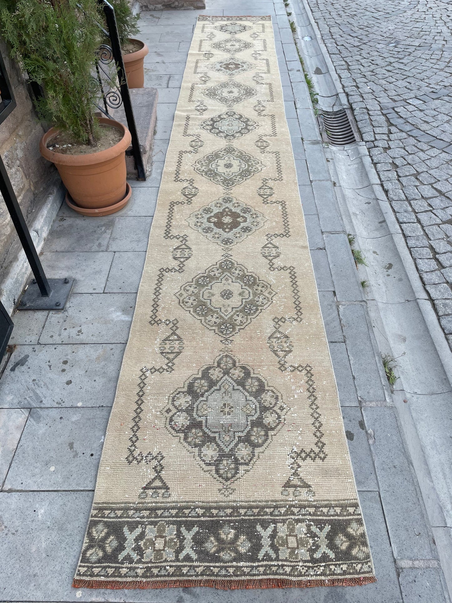 Muted Long Runner Rug 2.7 x 18.6 Long TURKISH Runner Rug Long Vintage Runner Rug Extra Long Runner Rug Staircase Runner Hand Knotted Runner