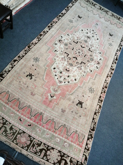 5.2 x 12 Oushak Runner Rug Turkish Runner Rug Vintage Runner Rug Hallway Runner Rug Muted Runner Rug Wool Runner Rug pink Oushak Rug