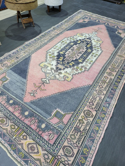 OUSHAK RUG, TURKISH Antique Rug, 4.5 x 8.9 Vintage  Rug, Antique Rug Wool Handknotted Rug,  Hand Made Rugs Vintage Turkish Rug