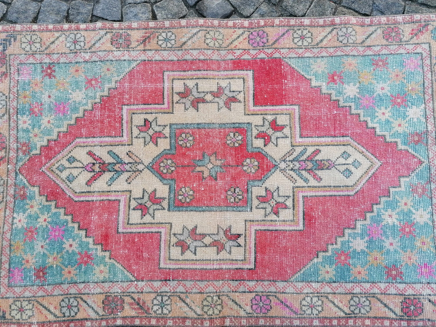 6'7x3'4 turkish rug,turkish vintage rug,oushak vintage rug,vintage rug,kitchen rug, vintage anatolian rug,unique hand made rug,bohemian rug