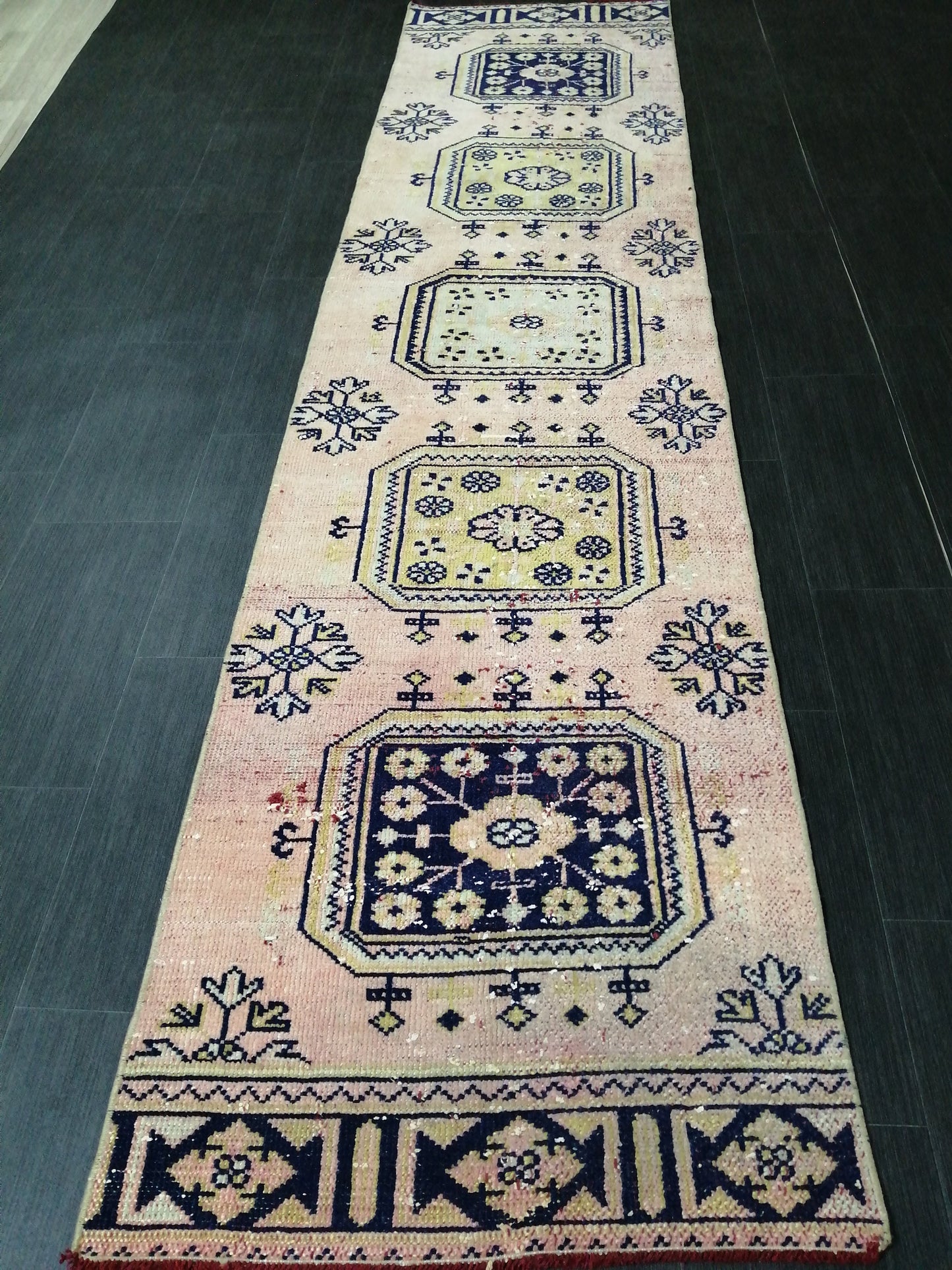 Distressed Turkish Runner Rug 10.3 X 2.4 Vintage Runner Rug Hallway Runner Rug Kitchen Runner Rug Wool Runner Rug Wool Oushak Rug