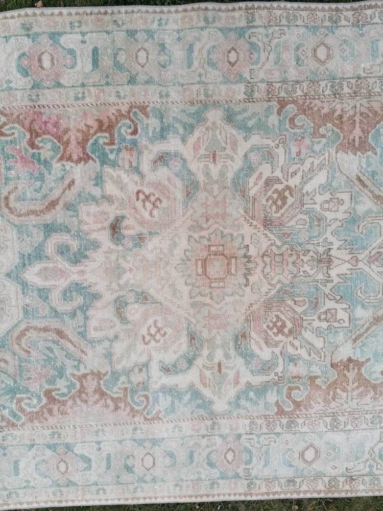 Turkish rug, vintage rug 4'2x8'3 oushak bohemian rug, area rug