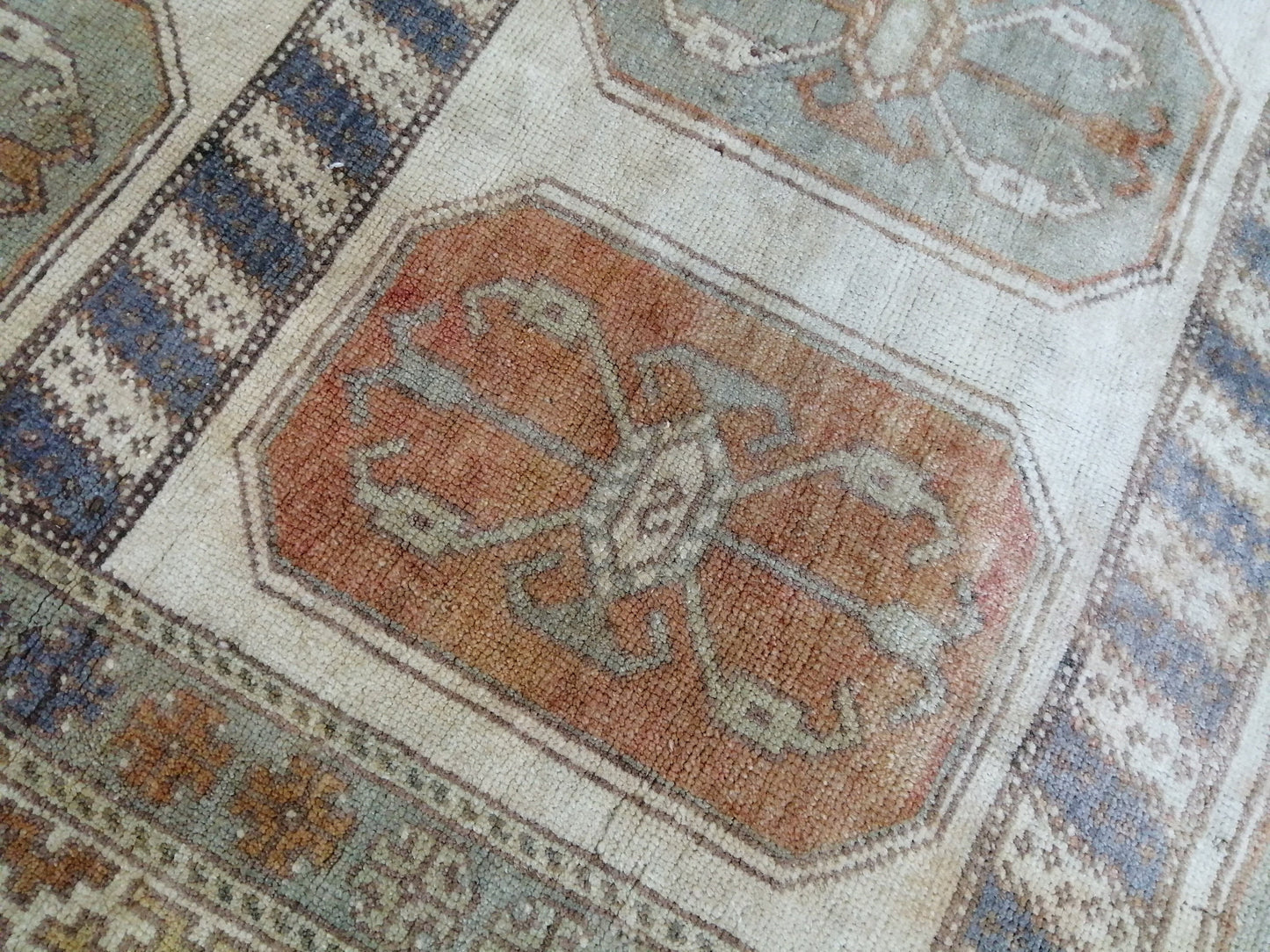 3.9 x 7 OUSHAK RUG TURKISH Oushak Rug Vintage Oushak Runner Rug 4x7 Vintage Runner Rug Wool Oushak Rug Hand Made Rugs Vintage Turkish Rug