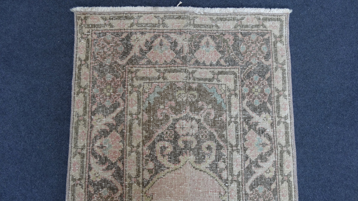 Hallway runner rug,muted vintage rug, turkish runner rug 2'2x13'2 feet