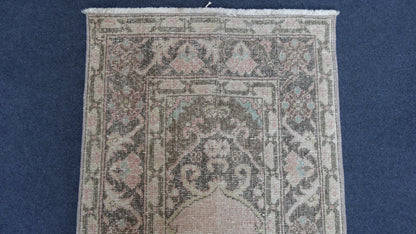 Hallway runner rug,muted vintage rug, turkish runner rug 2'2x13'2 feet