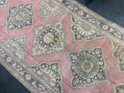 Vintage Runner rug, Persian 5 x 12.6  Runner RUG, TURKISH Runner, Pink Runner Rug, Turkish Oushak Rug, Wool Runner Rugs, Handmade Runner