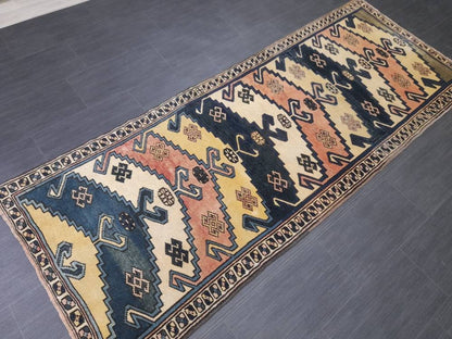 Vintage Runner RUG Navy Blue TURKISH 3x8 Rug Vintage Oushak Runner Rug Vintage Oriental Runner Rug Vintage Persian Hand Made Runner Rugs