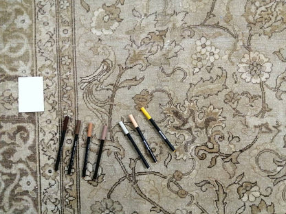 8.6 x 12 Large Persian RUG Oriental Rug Vintage Oushak Runner Rug 8 x 12 Rug Wool Turkish Rug Hand Made Rug 9x12 Brown Vintage Persian Rug