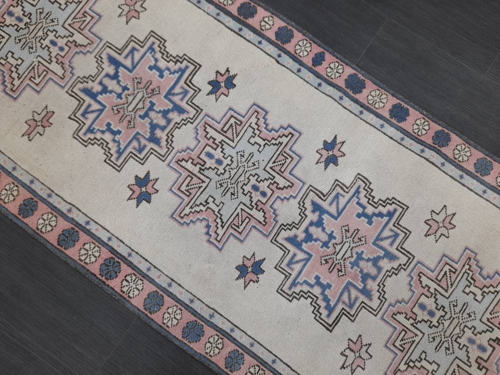 Hand Knotted Runner Rug 2.6 x 9 Vintage Turkish Runner XL Vintage Oriental Runner Rug Oushak Runner Rug Plush Soft Wool Runner Hand Made Rug