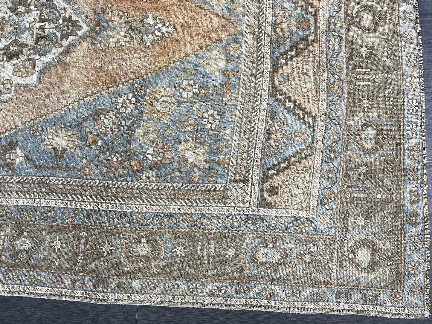 Wool TURKISH Rug, Muted Handmade 6.7 x 12.5 Rug, Hand Knotted Rug, Oushak Rug, Vintage Oriental Rug, Muted Persian Rug, Anatolian Rug