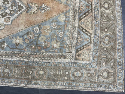 Wool TURKISH Rug, Muted Handmade 6.7 x 12.5 Rug, Hand Knotted Rug, Oushak Rug, Vintage Oriental Rug, Muted Persian Rug, Anatolian Rug