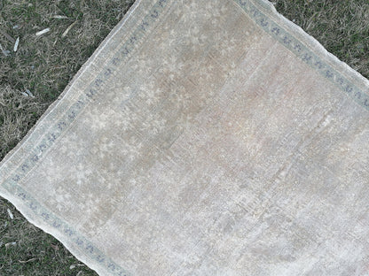 Turkısh neatural muted rug, vıntage wool rug 4'2x6'4 oushak hand made rug