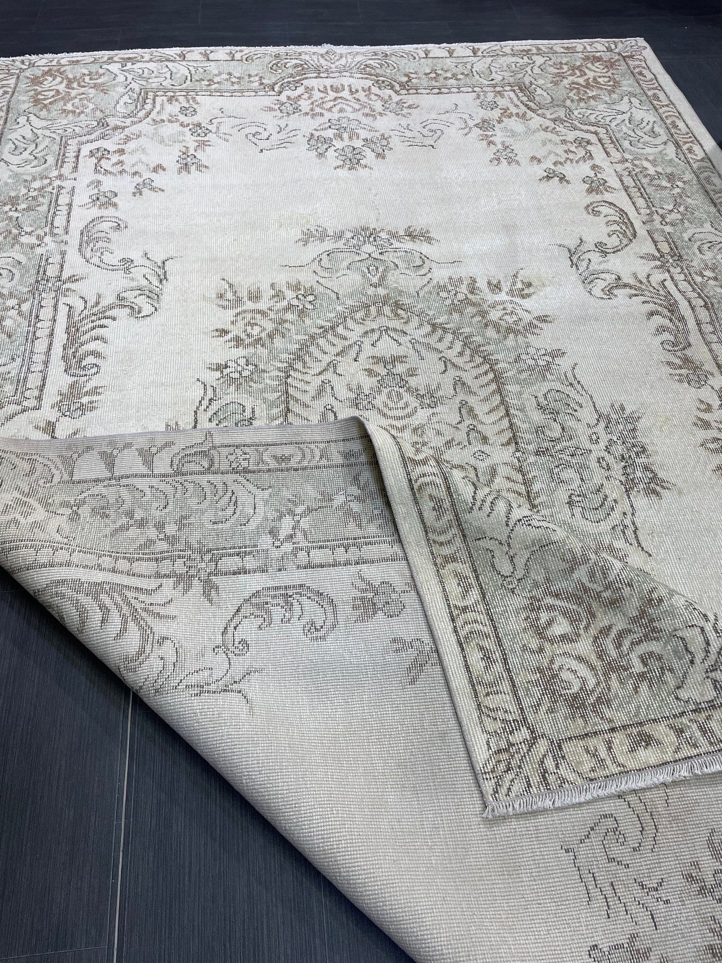 Large Area OUSHAK RUG, TURKISH 6.4 x 10 Rug, Muted Vintage  Rug, Handmade Rug, Antique Hand Knotted Rug, Persian Rug, Muted Oriental rug