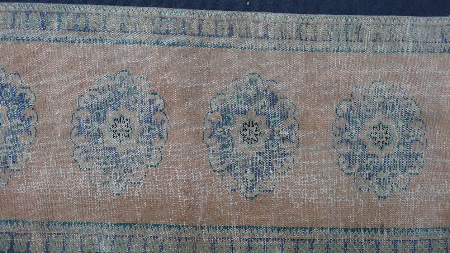 Turkish distressed runner rug, vintage wool runner rug 2'7x11'2 hallway oushak runner rug, kitchen handmade rug