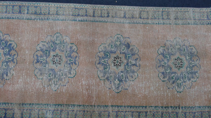 Turkish distressed runner rug, vintage wool runner rug 2'7x11'2 hallway oushak runner rug, kitchen handmade rug