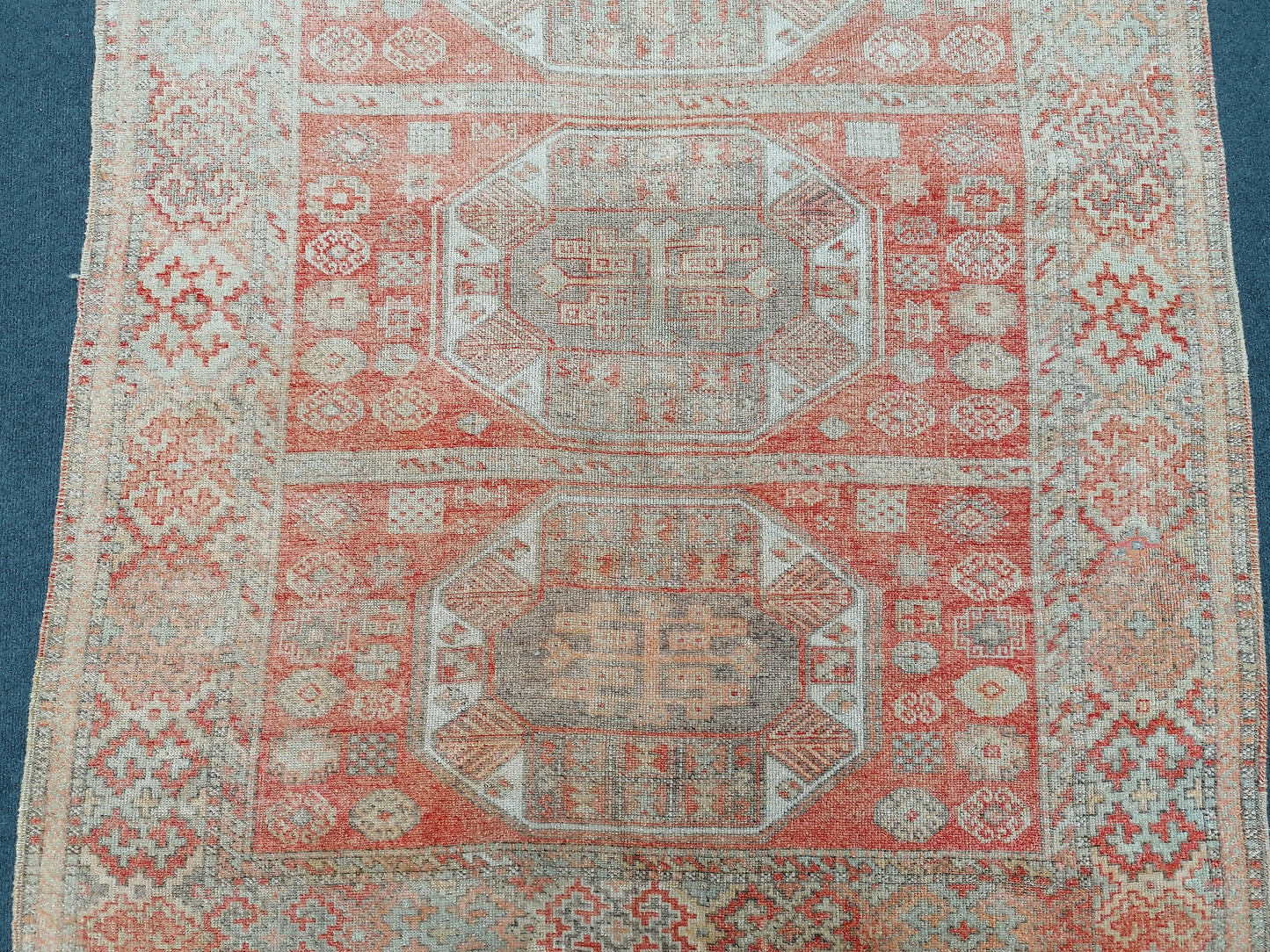 9'x4'4 soft vintage oushak turkish  rug, anatolian old vintage runner rug