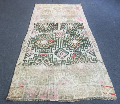 3.4 x 6.8 Vintage wool rug, oushak rug, unique handmade rug kitchen rug bohemian rug traditional rug