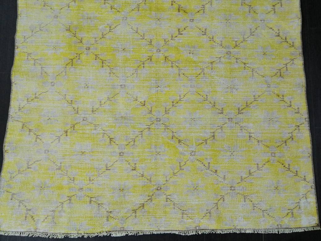 Vintage RUG TURKISH Rug 7.3 x 4.5 Oushak Rug Vintage Oushak Rug Vintage Rug Muted Boho Rug Hand Made Rug Vintage Neutral Rug
