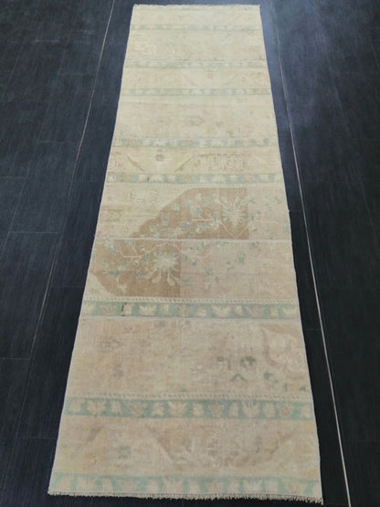Muted Oushak Runner Rug 8.3 x 2.4 Vintage Runner Rug Patchwork Runner Rug Kitchen Runner Rug Wool Runner Rug Wool Oushak Rug