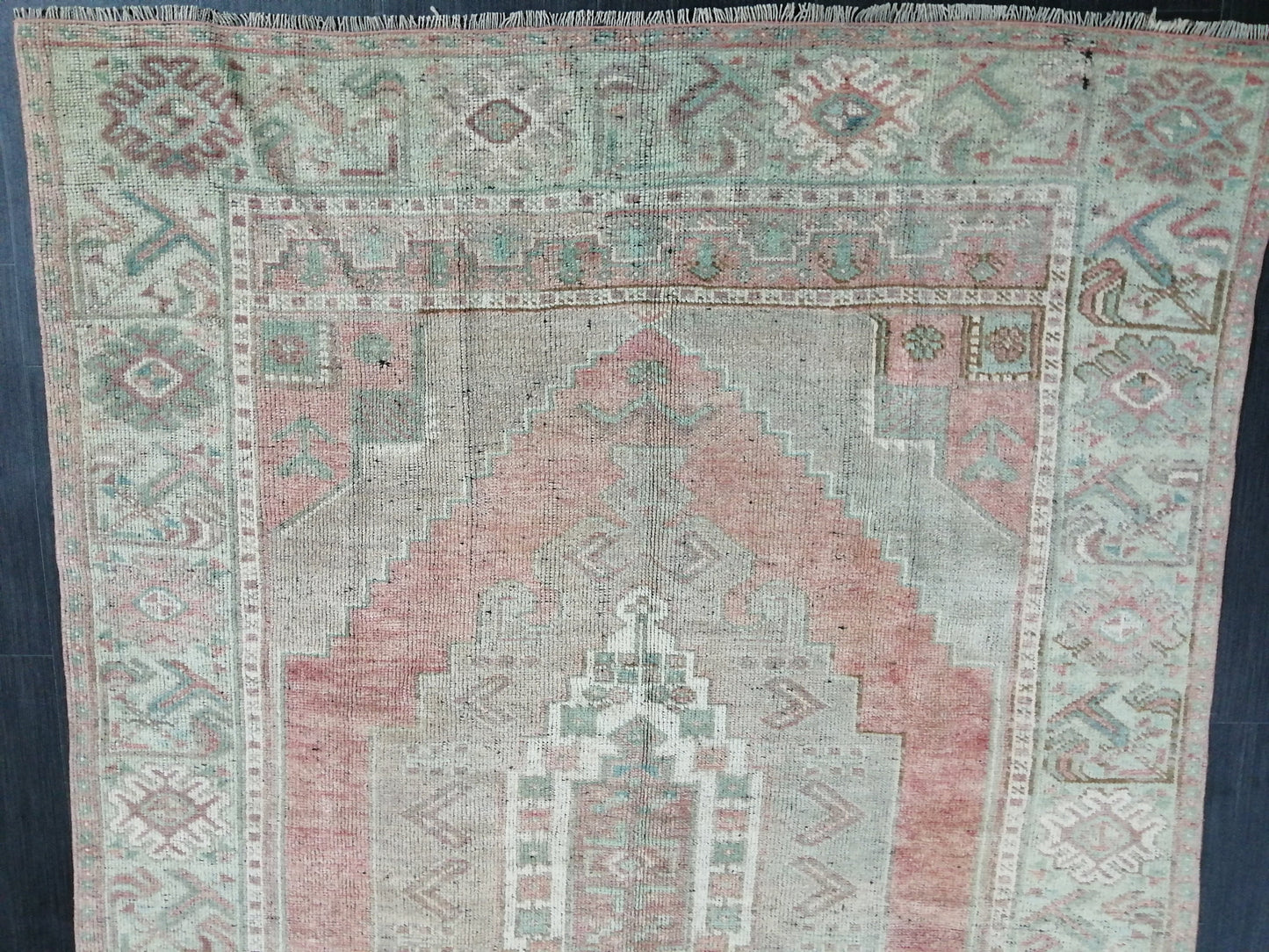 Muted Vintage Runner Rug 10.3 x 4.7  Hallway Runner Rug Kitchen Runner Rug Wool Runner Rug Wool Oushak Runner