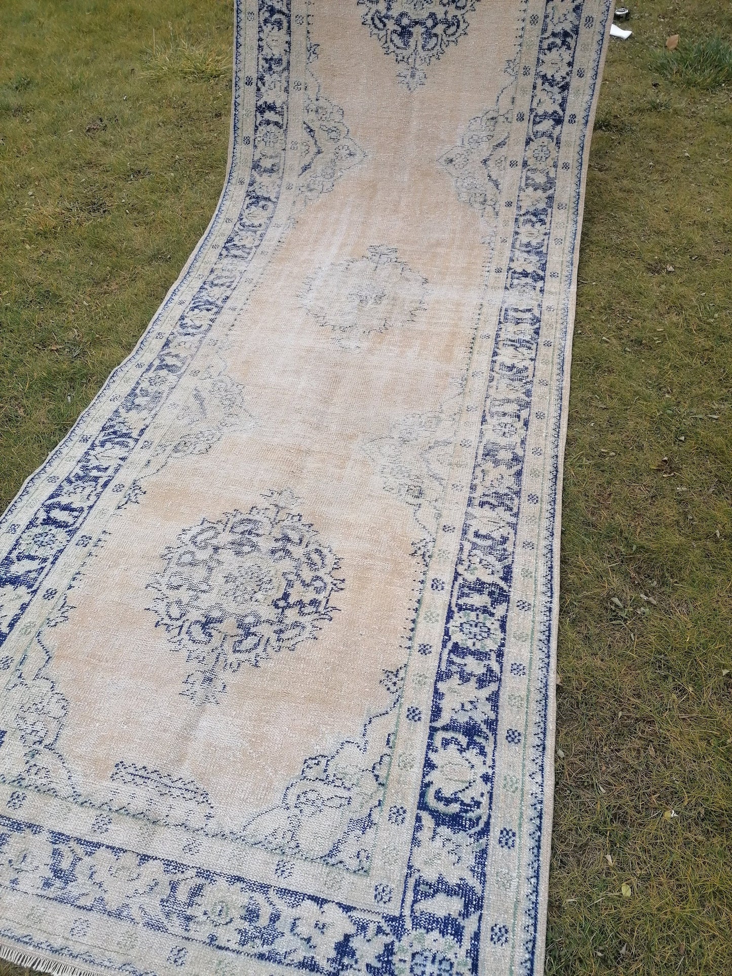 13x4'6 distressed antique oushak turkish runner, vintage runner turkish runner rug,kitchen runner rug, vintage rug,vintage anatolian  runner