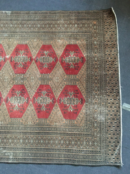 3.9x5.5 feet handmade persian rug, medium size faded brown kitchen rug, living room middle rug,laundry wool rug, turkish oushak red wide rug