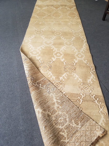 Oushak runner rug, earth tone runner rug, 2'8x11'5 ft