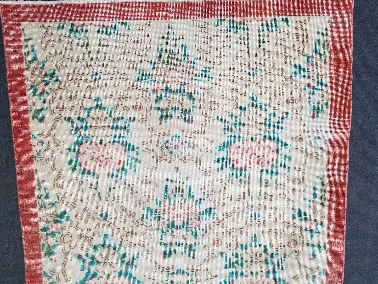 3.8 x 6.4 Oushak turkish rug, vintage rug, Distressed kitchen rug - vintage anatolian handmade rug