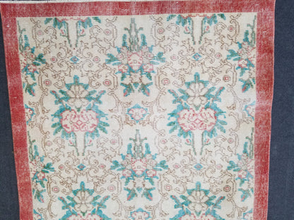 3.8 x 6.4 Oushak turkish rug, vintage rug, Distressed kitchen rug - vintage anatolian handmade rug