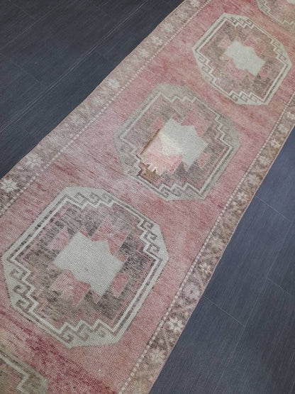 Muted Vintage Runner Rug 2.7 x 10.8 Muted Turkish Runner Rug Vintage Runner Rug Hallway Runner Rug Kitchen Runner Rug Hallway Runner Rug