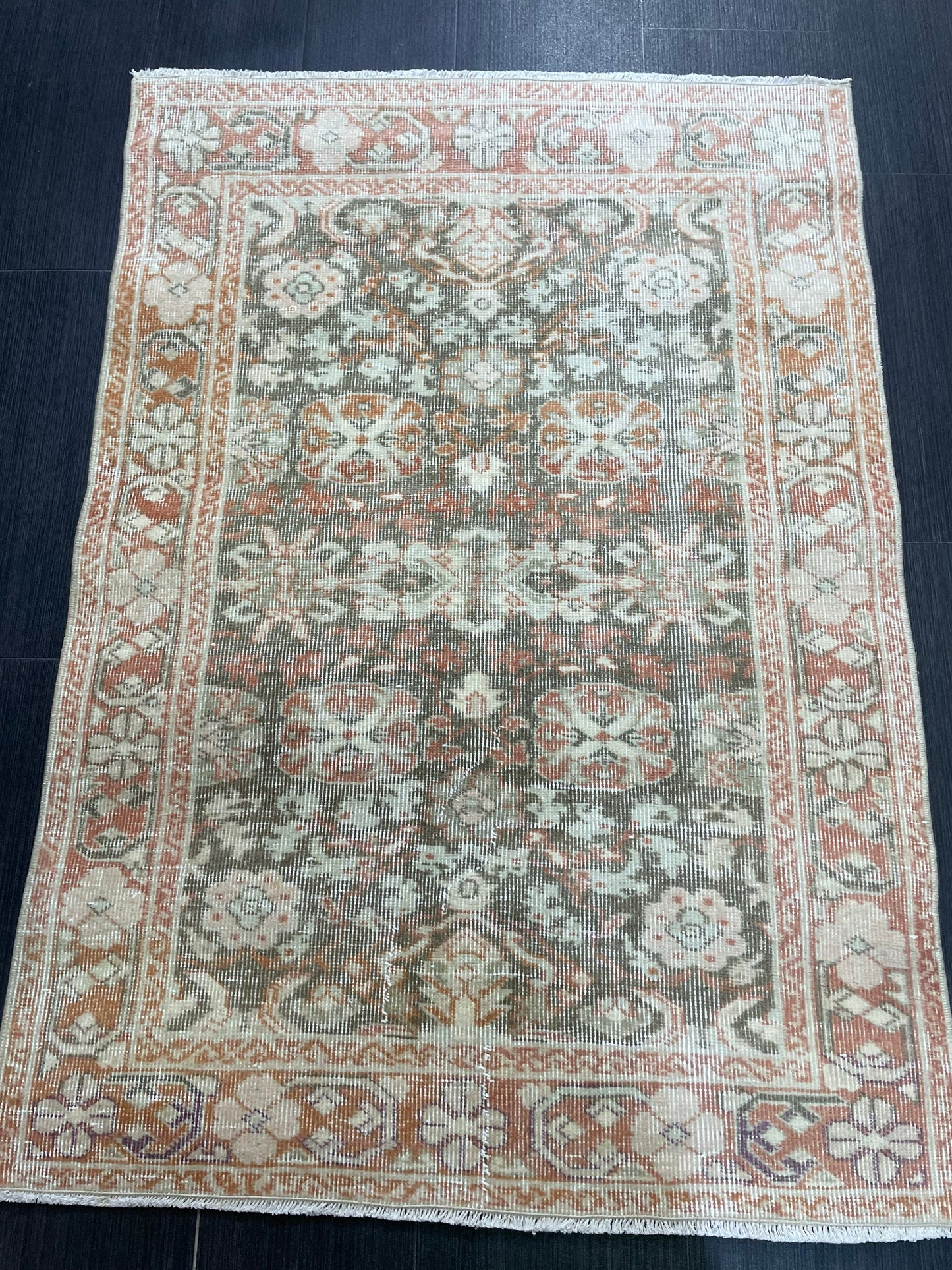 Wool Handmade 3 x 4.5 Rug, Persian Rug, Turkish Rug, Hand Knotted Wool Rug, Vintage Rug, Oushak Rug