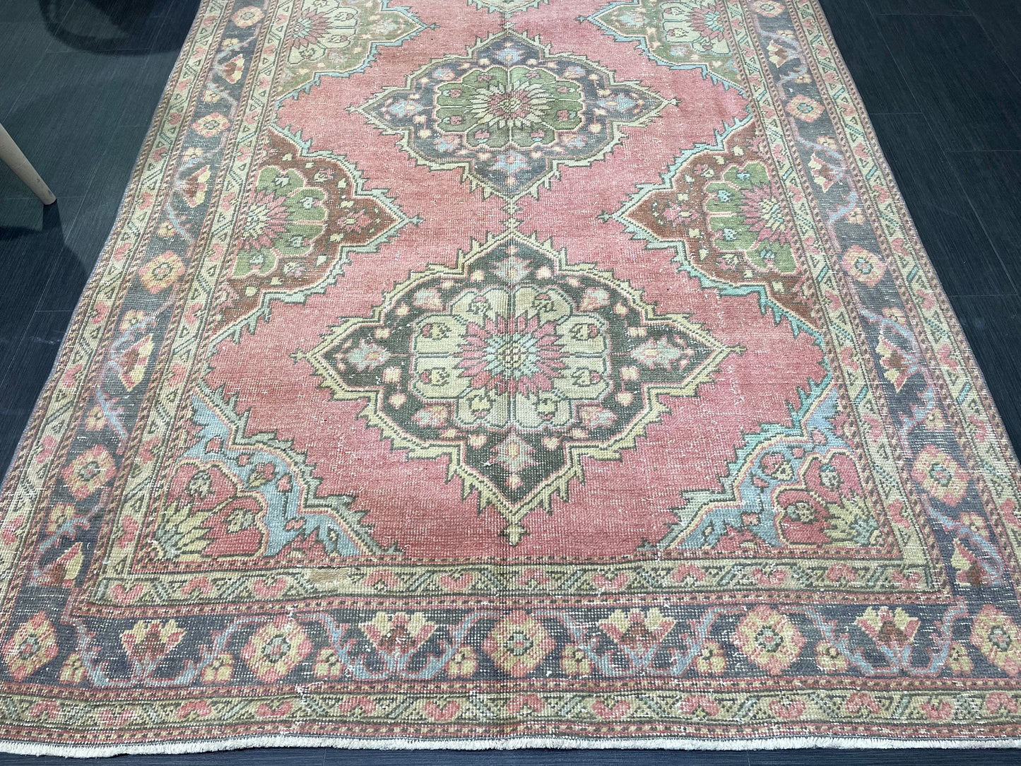 Vintage Runner rug, Persian 5 x 12.6  Runner RUG, TURKISH Runner, Pink Runner Rug, Turkish Oushak Rug, Wool Runner Rugs, Handmade Runner