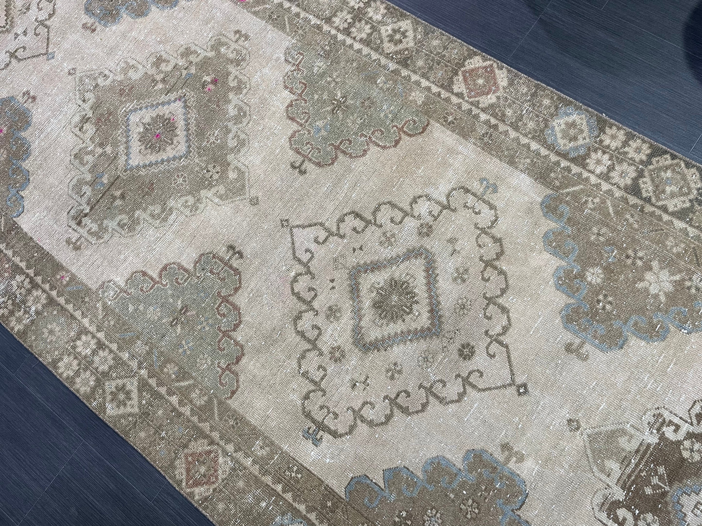 Oushak Runner Rug, Turkish 4.5 x 12.8 Runner Rug, Vintage Runner Rug, Hallway Runner Rug, Antique Runner Rug, Handmade Wool Runner Rug