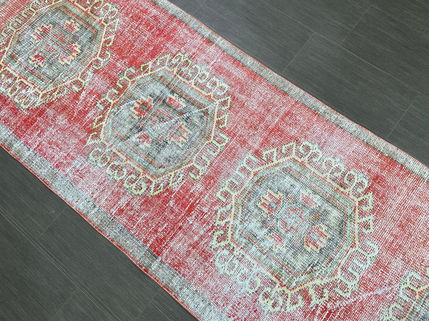 Vintage Runner Rug 3 x 11.6 Distressed Handmade Runner Rug Turkish Runner Rug Vintage Runner Rug Hallway Runner Rug Wool Kitchen Runner